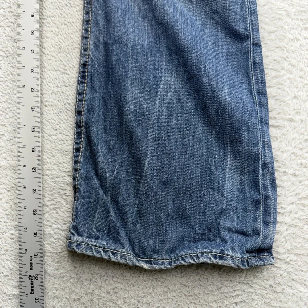 BKE Tyler Mens 34R Straight Leg Jeans Blue Medium Wash Distressed 100% Cotton